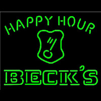 Beck Key Logo Happy Hour Beer Neon Skilt