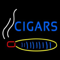 Blue Cigars With Logo Neon Skilt