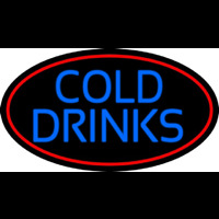 Blue Cold Drinks With Red Oval Neon Skilt
