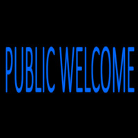 Blue Public Welcome Neon Skilt
