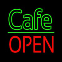 Cafe Block Open Green Line Neon Skilt