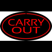 Carry Out Oval Red Neon Skilt