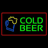 Cold Beer with Red Border Neon Skilt