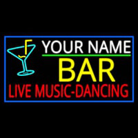 Custom Red Live Music Dancing Yellow Bar And Blue Border Neon Skilt