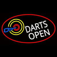 Dart Board Open Oval With Red Border Neon Skilt