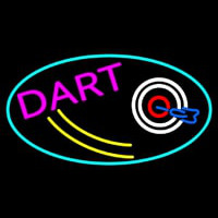 Dart Board Oval With Turquoise Border Neon Skilt