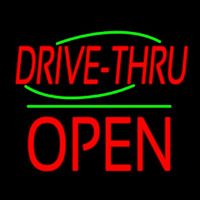 Drive Thru Block Open Green Line Neon Skilt
