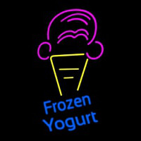 Frozen Yogurt Blue Ltrs With Cone Logo Neon Skilt