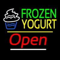 Frozen Yogurt Open Yellow Line Neon Skilt