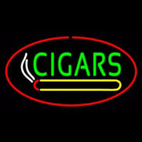 Green Cigars Logo Red Oval Neon Skilt