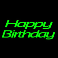 Green Cursive Happy Birthday Neon Skilt