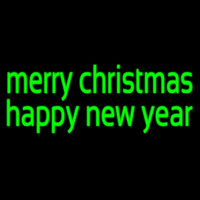 Green Merry Christmas Happy New Year Neon Skilt