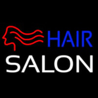 Hair Salon With Girl Logo Neon Skilt