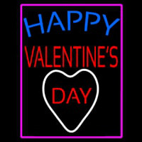 Happy Valentines Day With Pink Border Neon Skilt