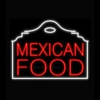 Mexican Food Red Building Neon Skilt