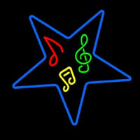 Musical Notes In Star Neon Skilt