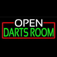 Open Darts Room With Red Border Neon Skilt
