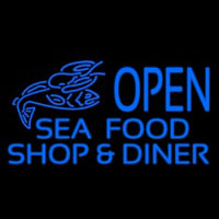 Open Seafood Shop And Diner Neon Skilt