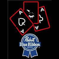 Pabst Blue Ribbon Ace And Poker Beer Sign Neon Skilt