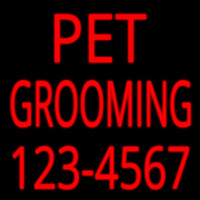 Pet Grooming With Phone Number Neon Skilt