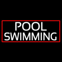 Pool Swimming With Red Border Neon Skilt