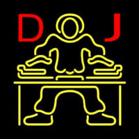 Red DJ Disc Jockey Music Neon Skilt