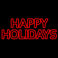 Red Double Stroke Happy Holidays Neon Skilt