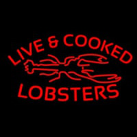 Red Live And Cooked Lobsters Seafood Neon Skilt