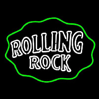 Rolling Rock Double Line Logo With Wavy Circle Neon Skilt