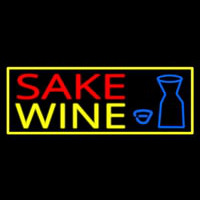 Sake Wine With Bottle And Glass Neon Skilt
