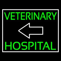 Veterinary Hospital With Arrow Neon Skilt