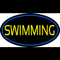 Yellow Swimming With Blue Border Neon Skilt