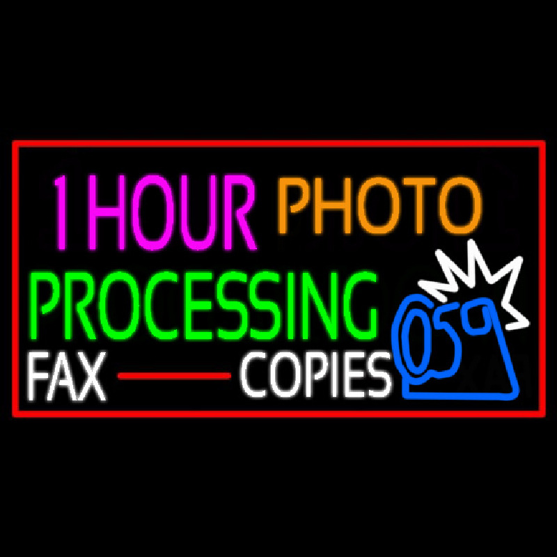 1 Hour Photo Processing Neon Skilt