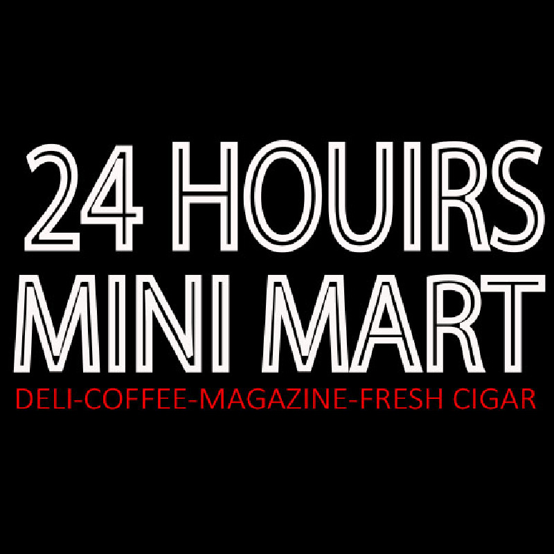 24 Hours Mini Mart Neon Skilt