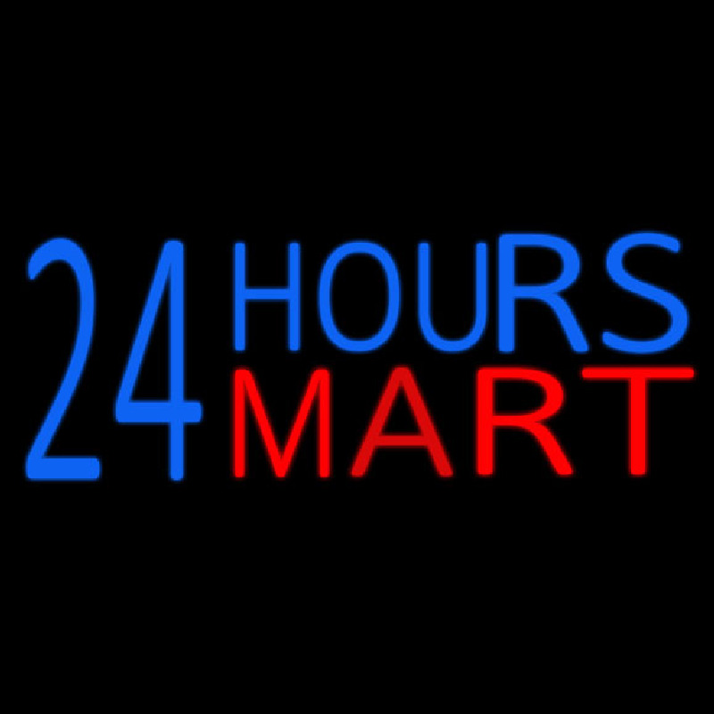 24 Hours Mini Mart Neon Skilt