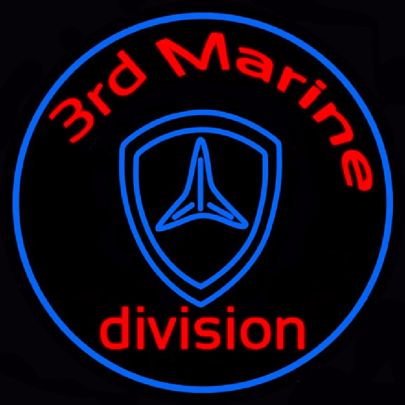 3rd Marine Division In Round Neon Skilt