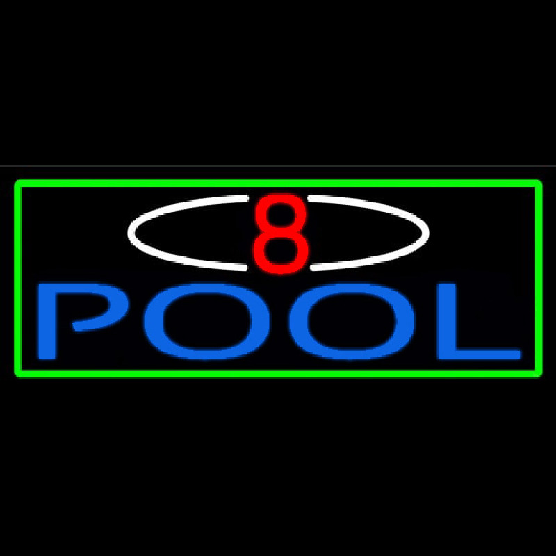 8 Pool With Green Border Neon Skilt