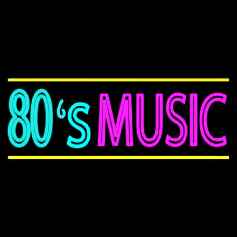 80s Music With Line Neon Skilt