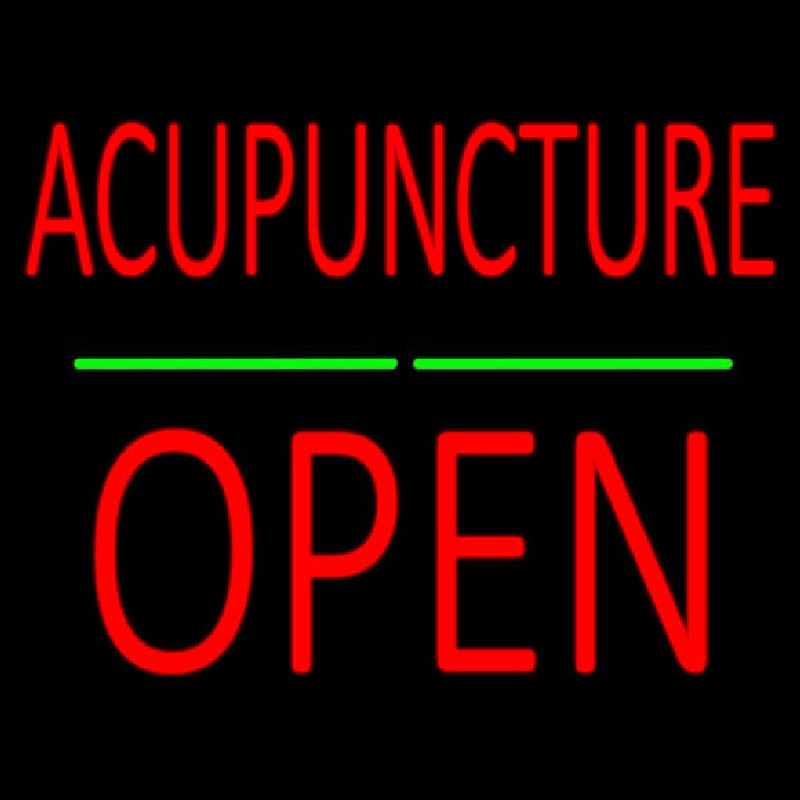 Acupuncture Block Open Green Line Neon Skilt