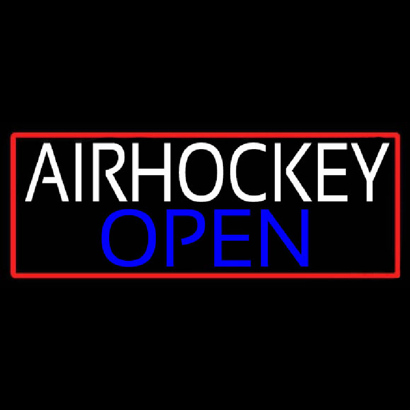 Air Hockey Open With Red Border Real Neon Glass Tube Neon Skilt