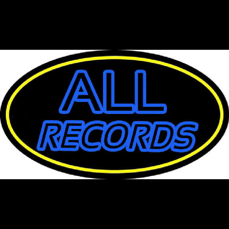 All Records Yellow Border Neon Skilt