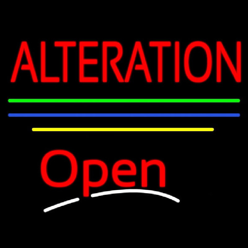 Alteration Open Yellow Line Neon Skilt