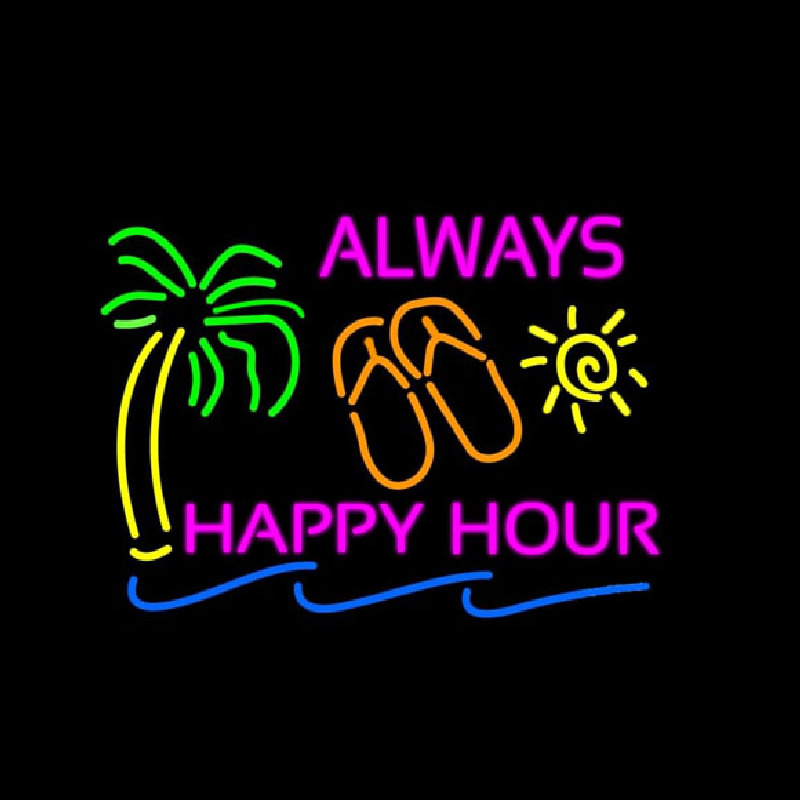 Always Happy Hour Neon Skilt