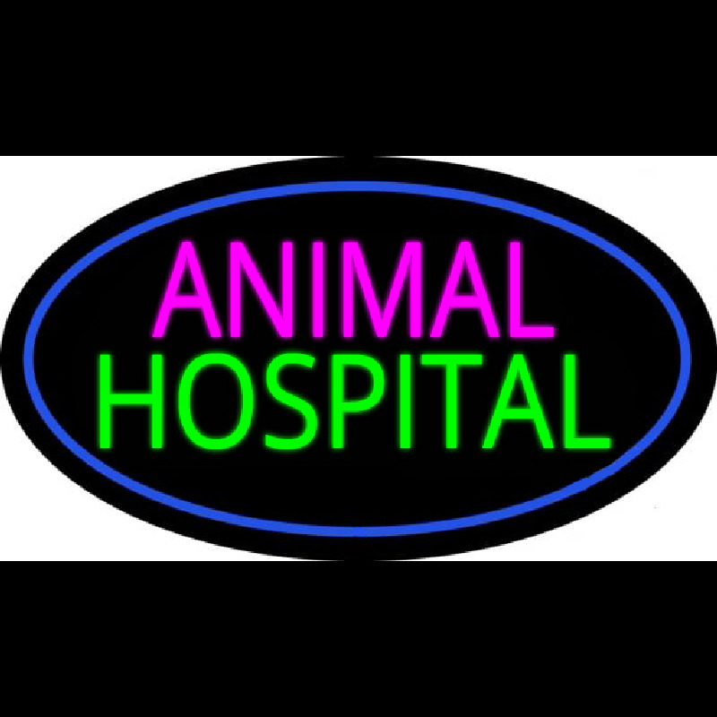 Animal Hospital Blue Oval Neon Skilt