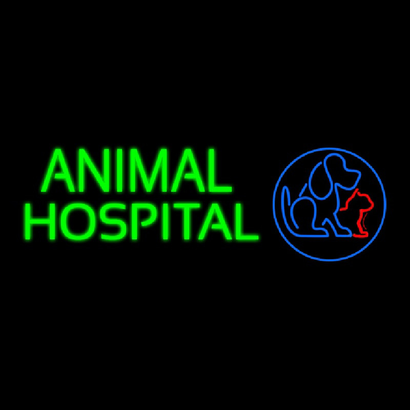 Animal Hospital Dog Cat Logo Veterinary Neon Skilt