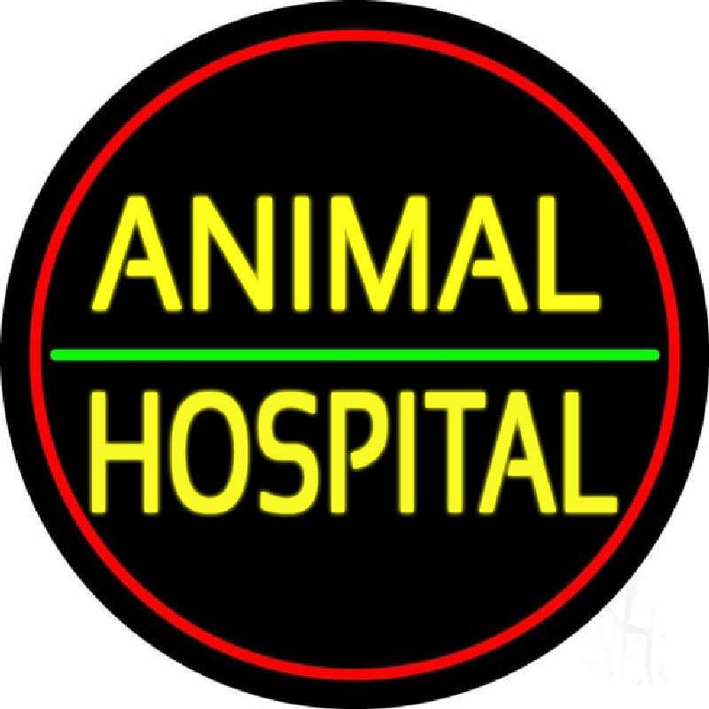 Animal Hospital Red Circle Neon Skilt