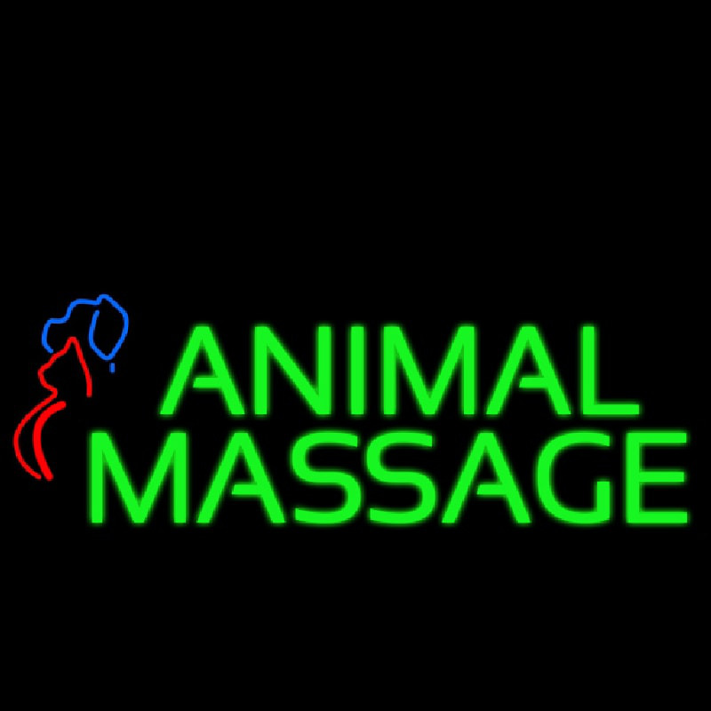 Animal Massage Dog Cat Logo Neon Skilt