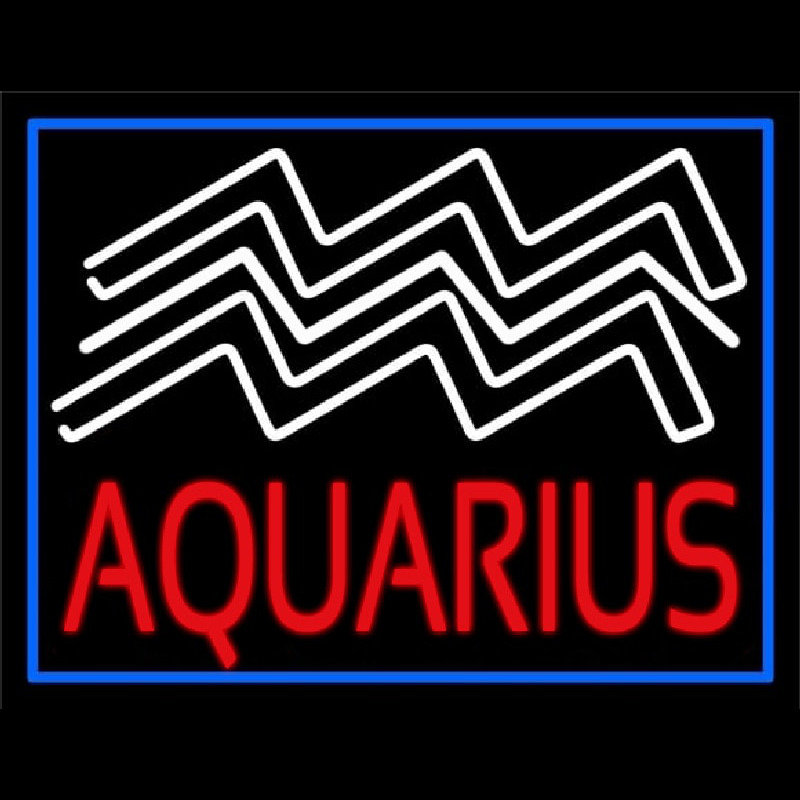 Aquarius Zodiac Blue Border Neon Skilt
