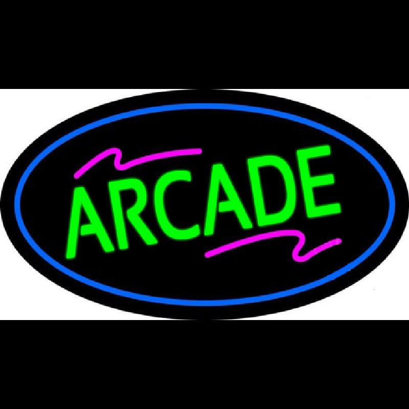 Arcade Oval Blue Neon Skilt