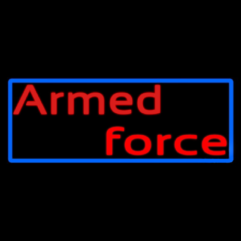 Armed Forces With Blue Border Neon Skilt